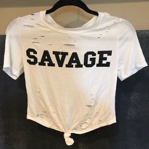 White savage crop top